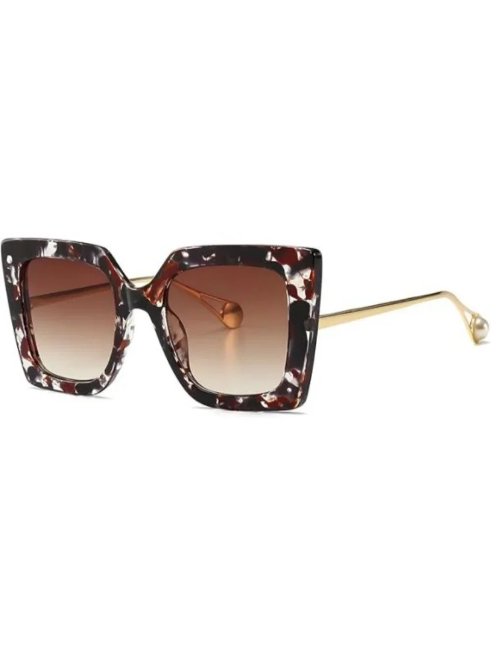 Women's Oversized Sunglasses Retro Square Frame Sun Glasses Shades Brown Floral